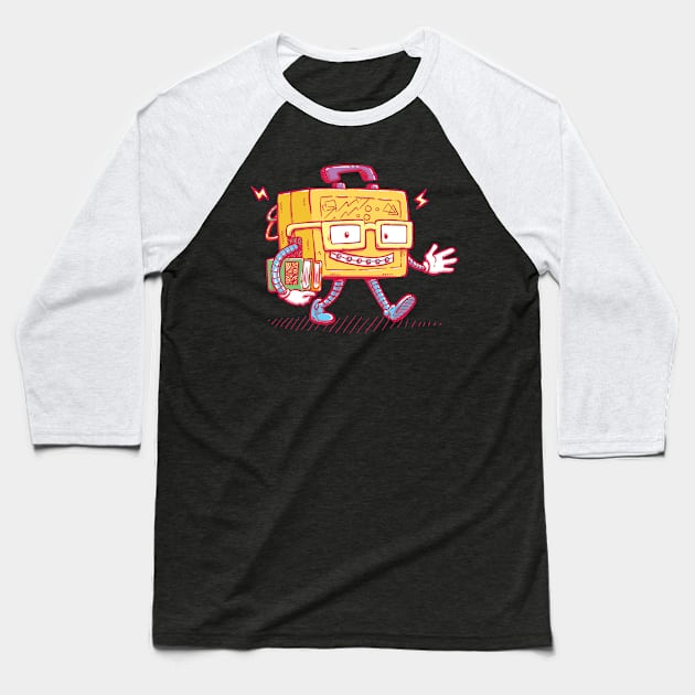 Back to School Lunchpail Bot Baseball T-Shirt by nickv47